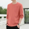 New pure cotton long-sleeved T-shirt for men, autumn casual round-neck inner layer top, thin base layer shirt and sweatshirt Application Scenario